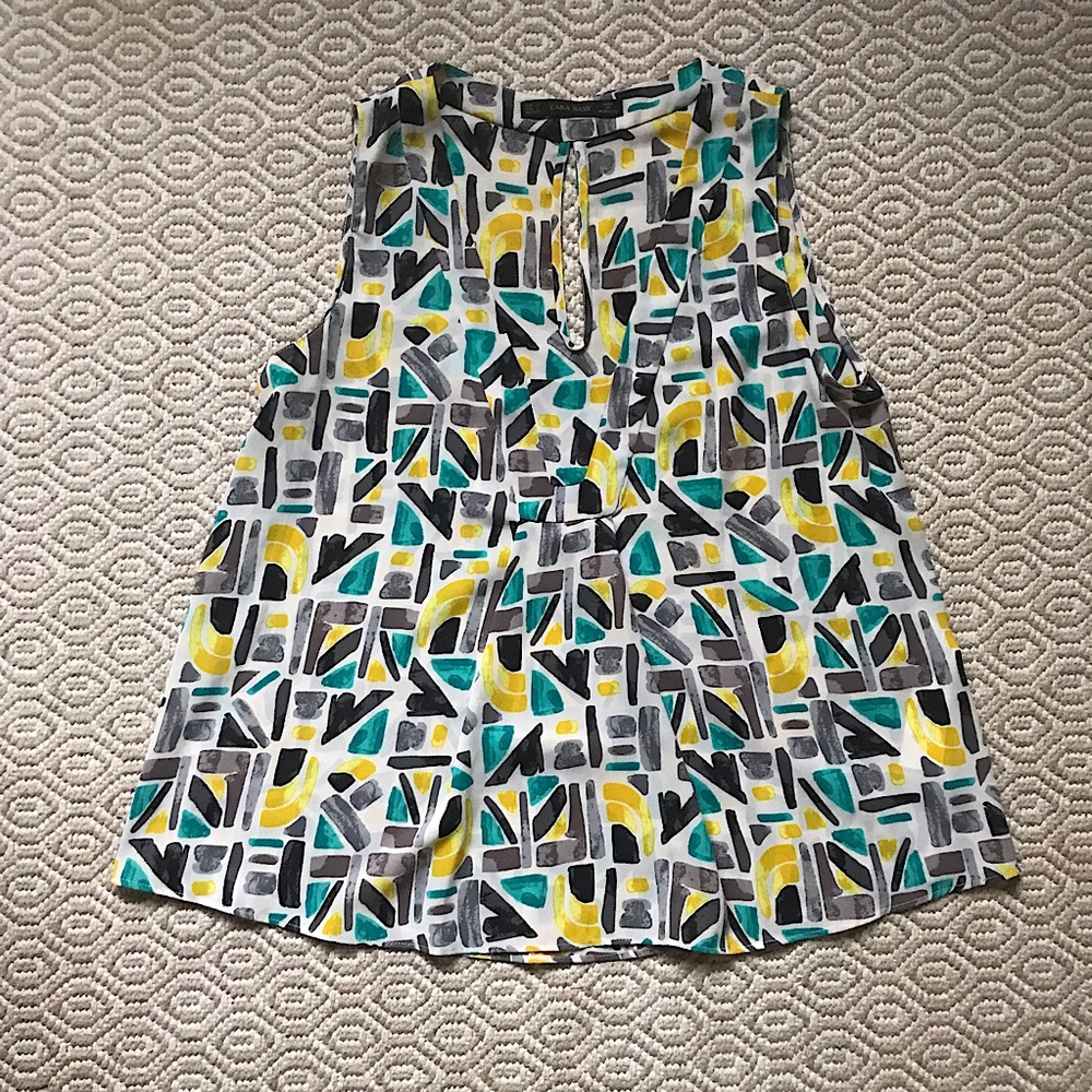Zara Geometric Sleeveless Blouse